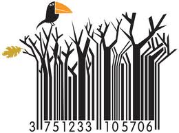 barcode art bird tree branches leaf